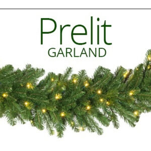 NWT MACY'S PRE-LIT OLYMPIA Christmas Evergreen GARLAND 264 LED LIGHTS